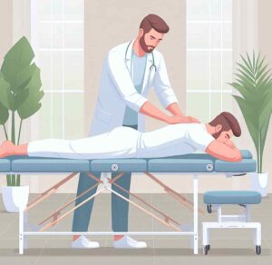 허리디스크 도수치료를 통해 허리 통증 완화를 돕는 비수술 척추 치료 장면. 전문 치료사의 척추 정렬 교정으로 도수치료 효과를 극대화하는 안전하고 간단한 방법.