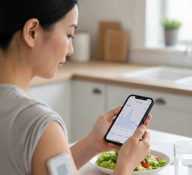  혈당 스파이크, 혈당 측정기와 혈당 정상 수치 비교 데이터 화면