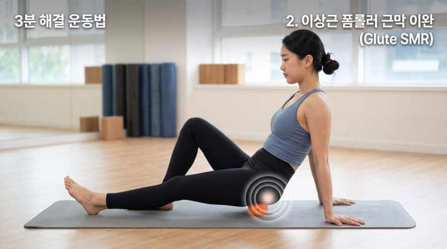 이상근 증후군 자가진단 및 3분 스트레칭 루틴 2. 이상근 폼폴러 근막 이완
