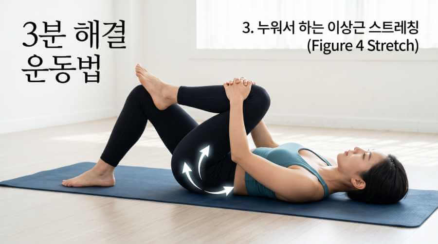 이상근 증후군 자가진단 및 3분 스트레칭 루틴 3. 누워서 하는 이상근 스트레칭