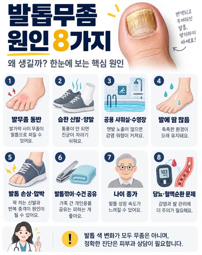 발톱무좀 원인 8가지 곰팡이균 감염