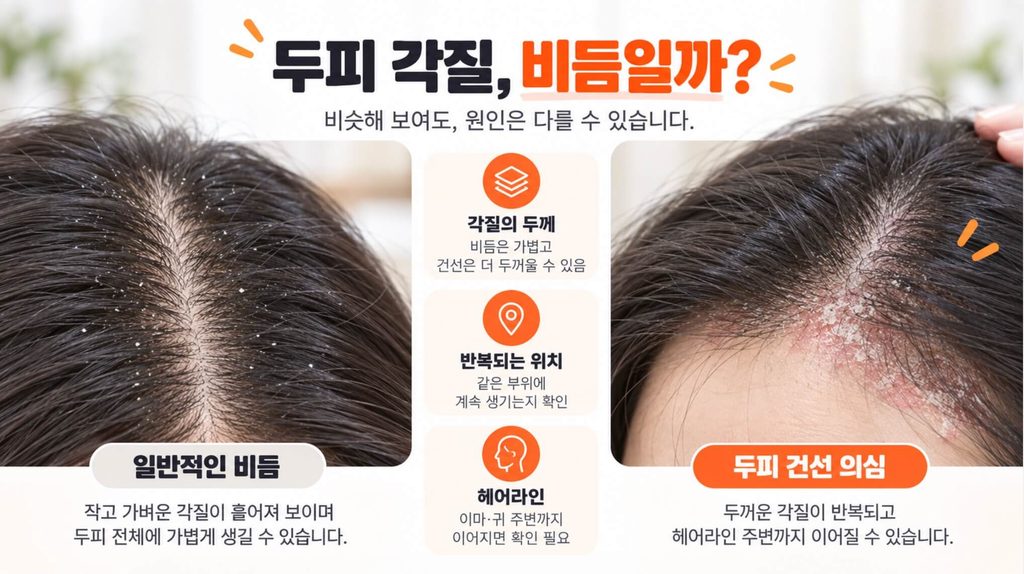두피 건선 초기증상과 비듬 차이