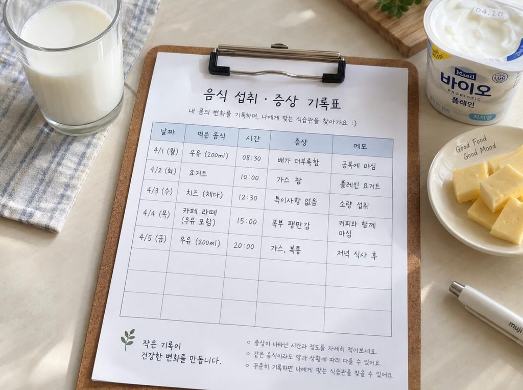 우유와 유제품 섭취 후 증상을 기록하는 방법