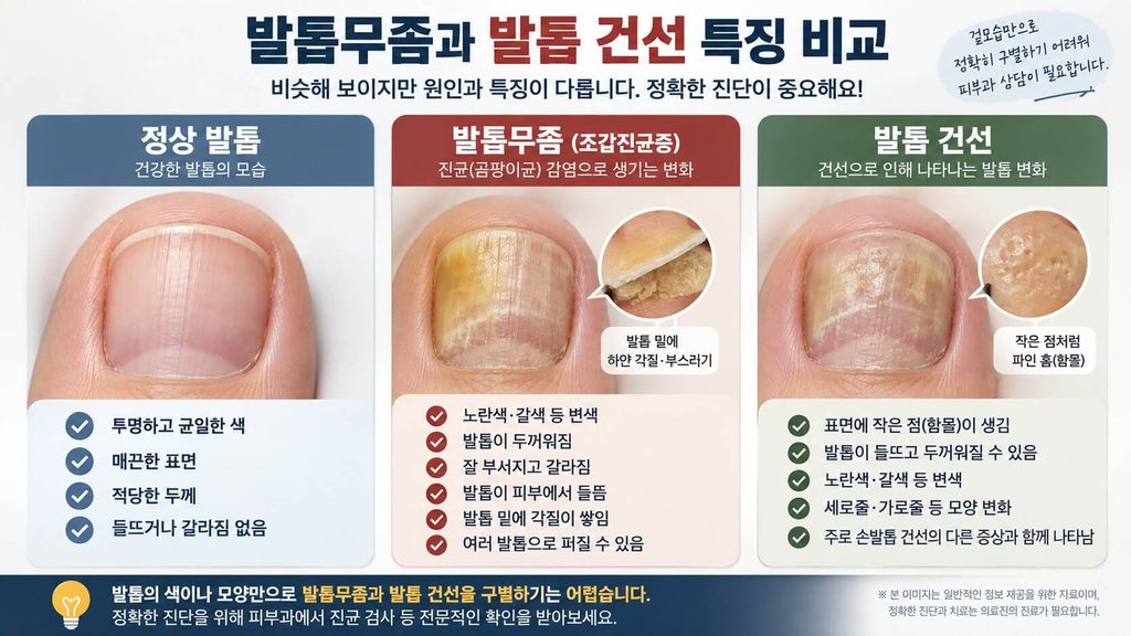 발톱 변색 무좀과 발톱 건선 차이
