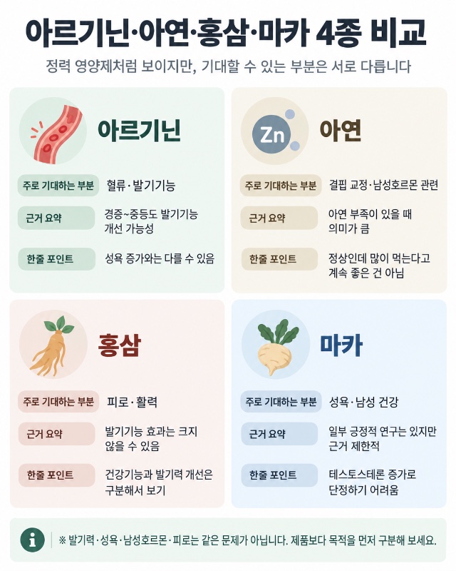 정력 영양제 4종 비교