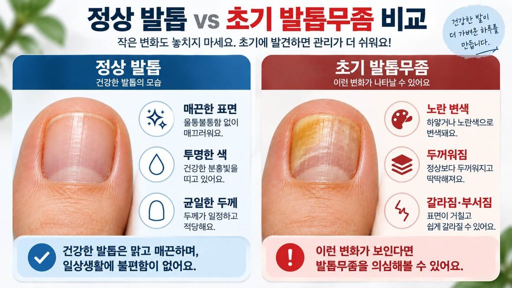 발톱무좀 초기증상 정상 발톱 비교
