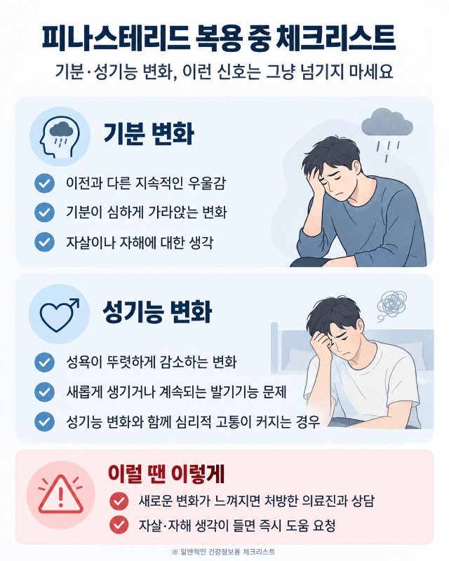 탈모약 피나스테리드 복용 중 체크리스트