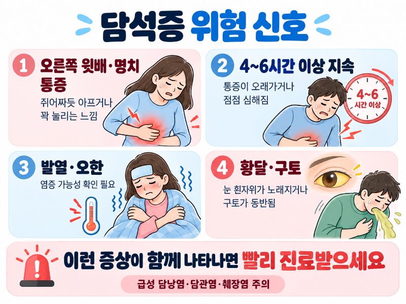오른쪽 윗배가 쥐어짜듯 아프다면 담석증, 이런 증상까지 나타나면 위험하다