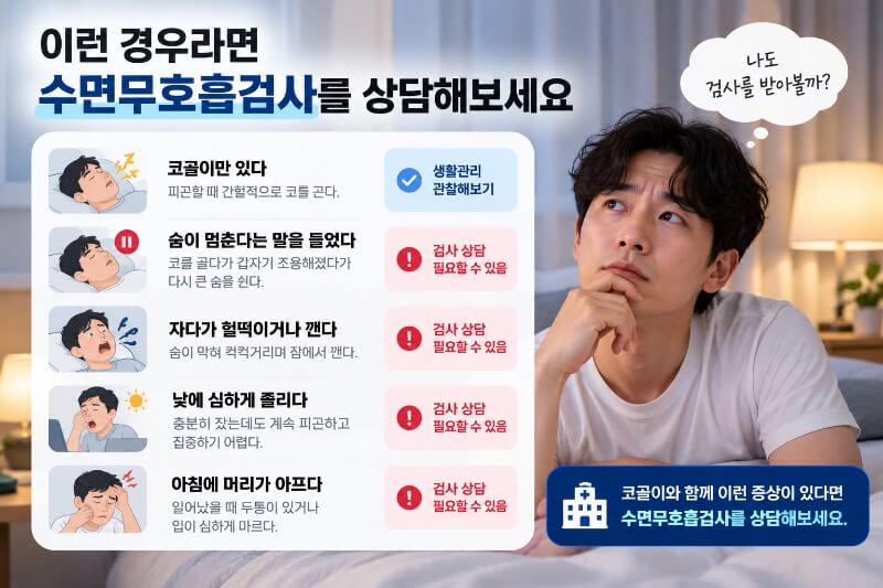 코골이만 심해도 수면무호흡증일까? 검사는 언제 받아야 할까